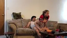 Play The man is watching football and is fucked by his horny wife Erin Electra