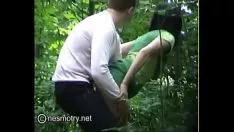 Play pussy lurking in the woods and fucked in all holes